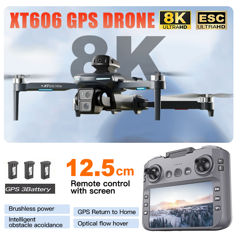 XT606 MAX 3 battery Drone 4k 8 - Drone Kit Long Range avis et prix